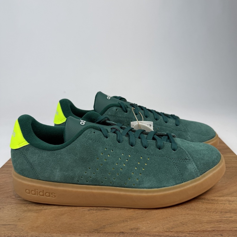 New Mens Adidas Advantage 2.0 Collegiate Green Lemon Suede‎ Sneakers Size 11.5